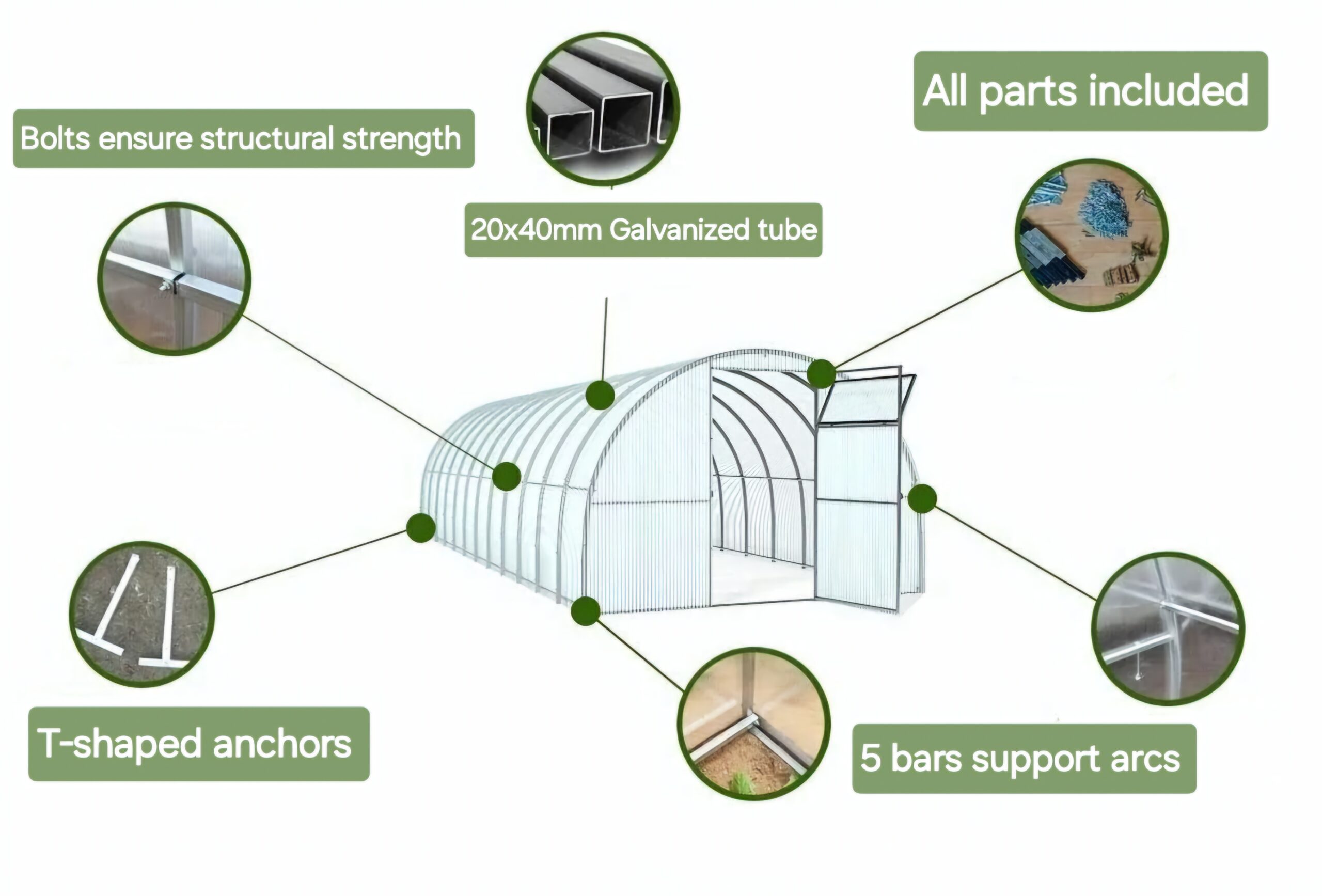 Polycarbonate greenhouse “Classic” 3x12m - Image 8