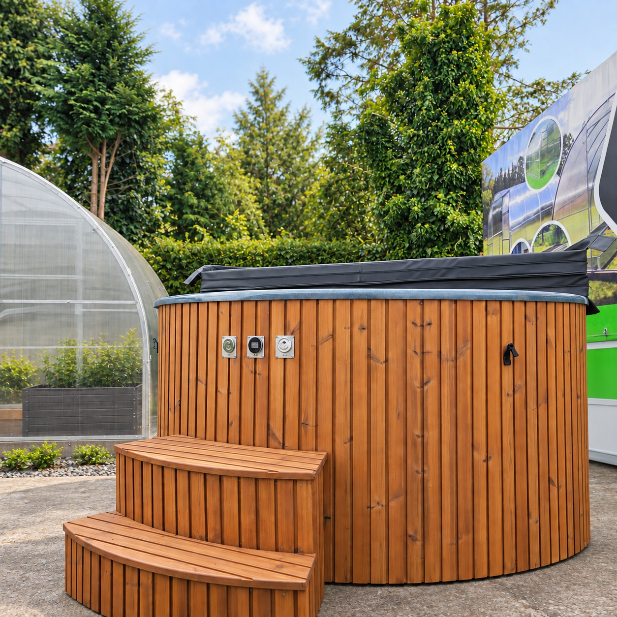 Classic Wood-Fired Hot Tub – Air Massage