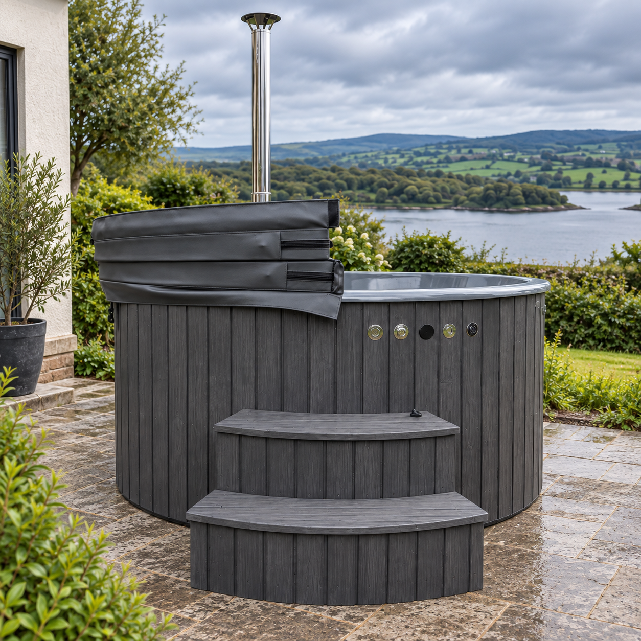 Integrated Wood-Fired Hot Tub – Hydro & Air Massage